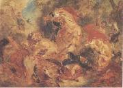 Eugene Delacroix La Chasse aux lions painting